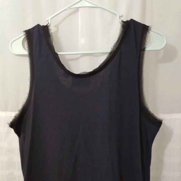 Vera Wang Tank Top Black Sequins Eyelash Lace Edges Cotton Blend Medium M - Picture 8 of 11